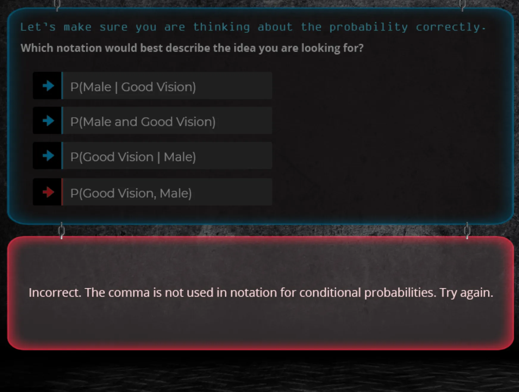 incorrect feedback explains why it is incorrect