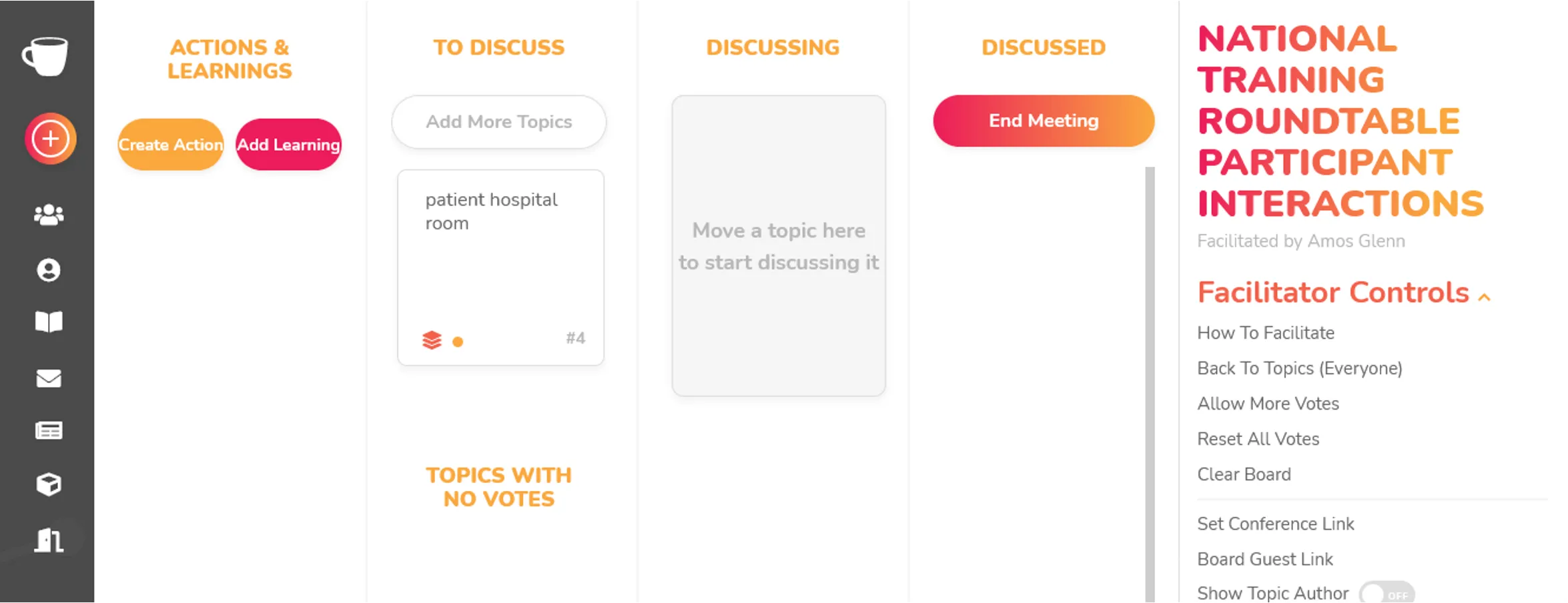 Lean Coffee: Online tool to facilitate a National Training Roundtable Meeting